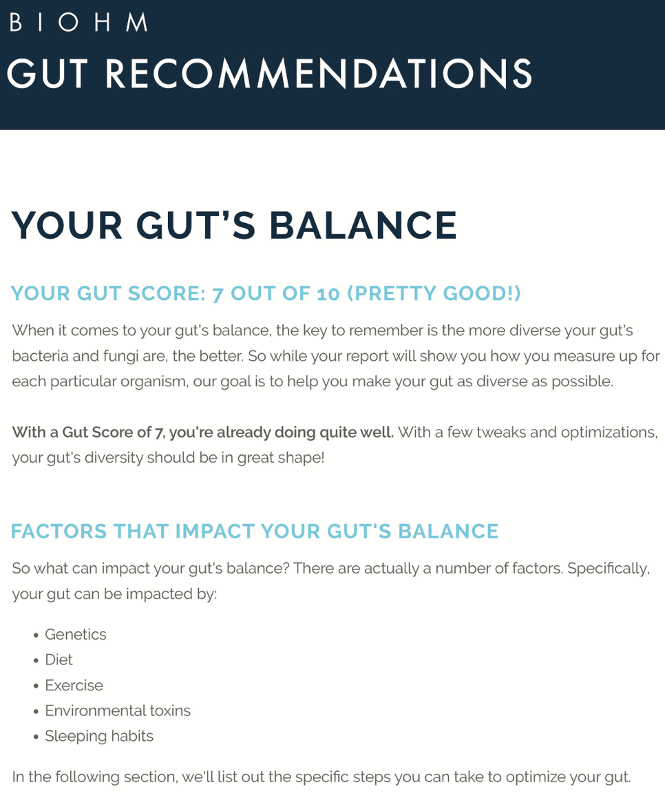 BIOHM's health recommendations