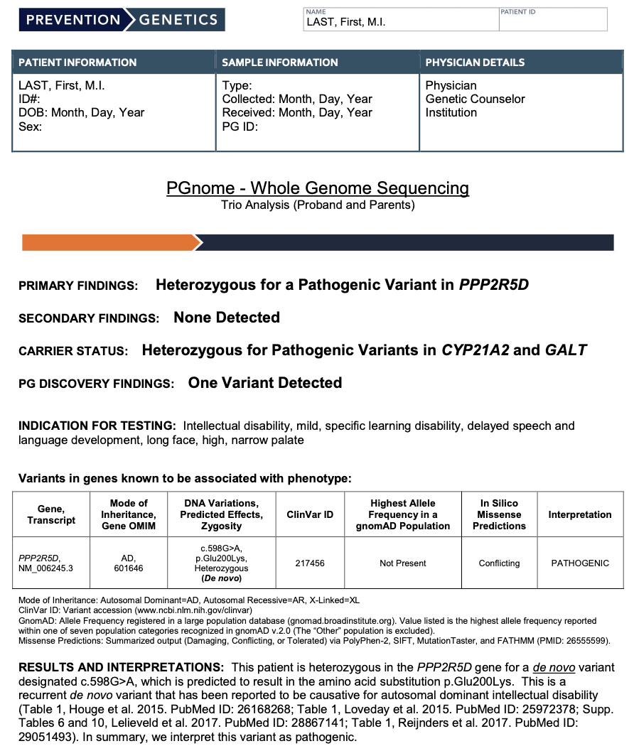 PreventionGenetics report