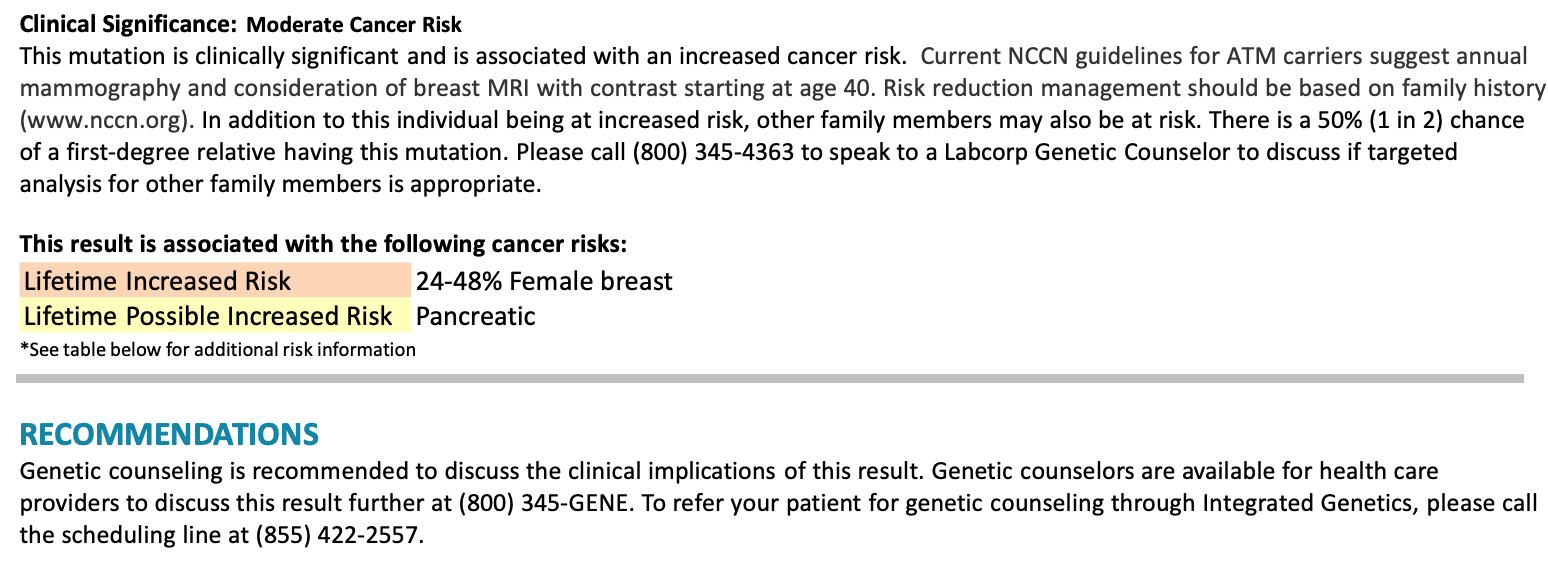 Integrated Genetics clinical recommendations