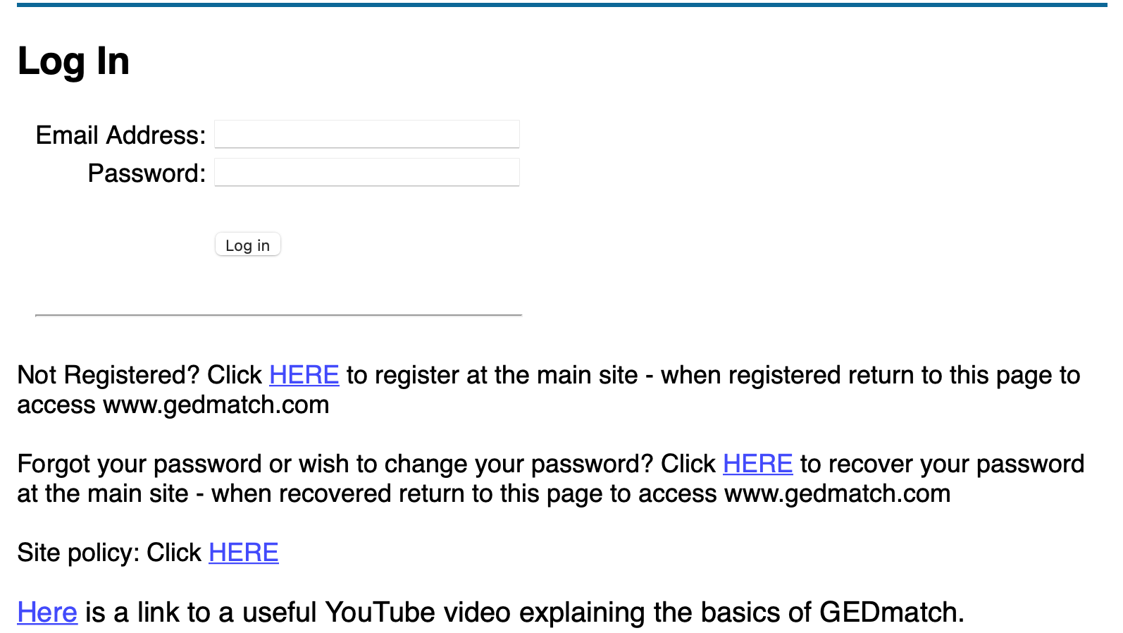 GEDmatch guide login page