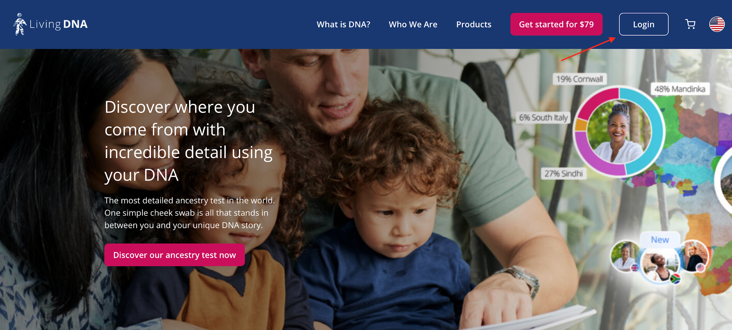 Living DNA login button