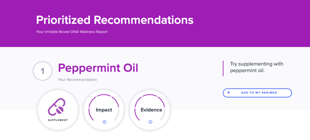 DNA-based recommendation of peppermint oil for IBS