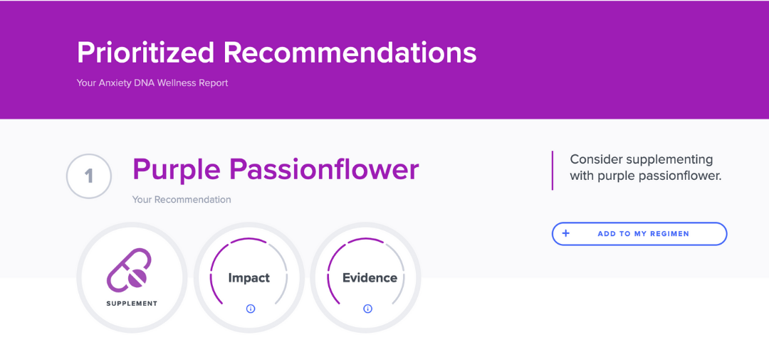 Purple passionflower and anxiety DNA recommendations